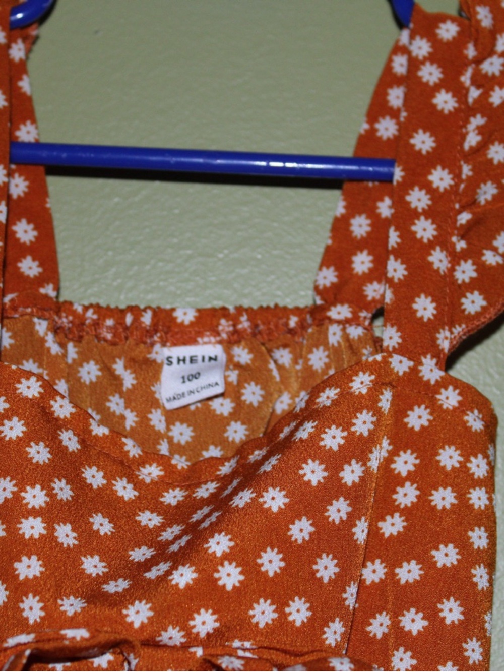 SHEIN Orange White Daisy-Print Dress